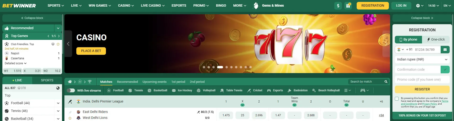 Lobby de casino Betwinner